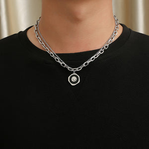 Stainless Steel Irregular Geometry Smiley Face Fashion Pendant Necklace