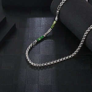 Stainless Steel Green Shell Bamboo Joint Splicing Pearl Chain Necklace