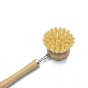Bamboo wood sisal Kitchen Cleaning Brush Long handled pot brush Dishwashing Scrub Dishwashing pot washing brush Spot stock
