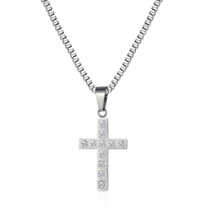 Stainless Steel Diamond Cross Hip Hop Pendant Necklace