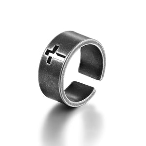 Stainless Steel Open Cross Minimalism Fashion Ring