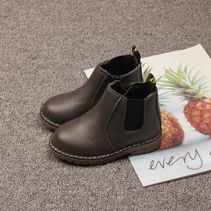 Girls' Martin boots Spring and autumn new boys' ankle boots British solid color single boots plus cotton warm boots