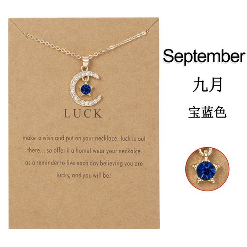 Birthstone Month necklace New December Star pendant paper card necklace for women