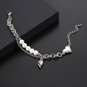 Stainless Steel Love Aritificial Pearls Fashion Bracelet