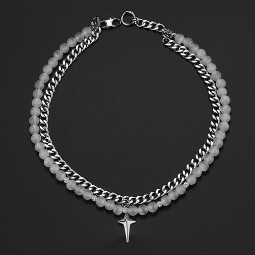 Stainless Steel Double Layered Cross Trend Minimalism For Men And Women Pendant Necklace