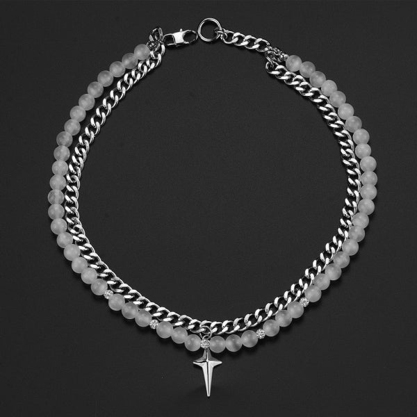 Stainless Steel Double Layered Cross Trend Minimalism For Men And Women Pendant Necklace