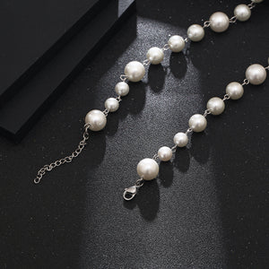 Stainless Steel Inlaid Diamond Cross Splicing Pearl Necklace