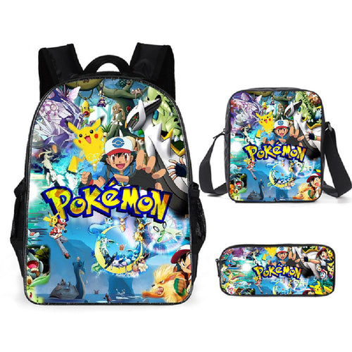 New Pokemon backpack Pikachu Backpack Polyester comfortable load reduction student backpack for kids