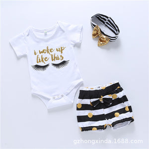 Eyelash Onesie Polka Dot Shorts Headband Outfit