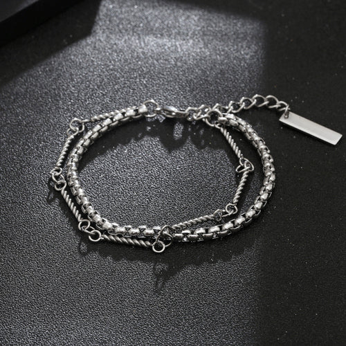 Stainless Steel Gangfeng Bamboo Joint Double Layer Trend Fashion Bracelet