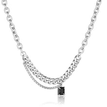Load image into Gallery viewer, Stainless Steel Black Gemstone Men And Women Minimalism Necklace