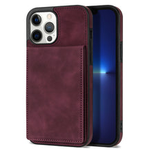 Load image into Gallery viewer, Suitable for iPhone14Pro flip card mobile phone protection case Apple 13 solid color skin up and down open phone case