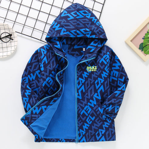 Boy integrated fleece coat spring and autumn new children's thin fleece storm jacket little boy trench coat