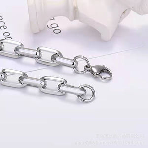 Color-free handmade OT chain necklace Titanium steel men's and women's bracelet Hip Hop square chain