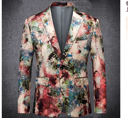 Spring and autumn Dike flower small suit male host performance coat Korean version of fashion slim men's youth fashion autumn coat