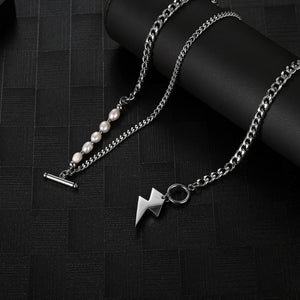 Stainless Steel Lightning Pearls Minimalism Fashion Necklace
