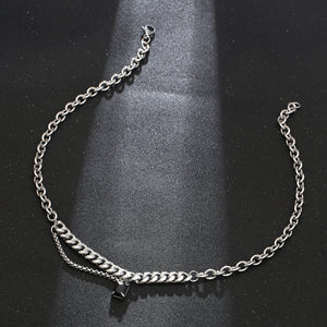 Stainless Steel Black Gemstone Men And Women Minimalism Necklace