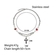 Load image into Gallery viewer, Stainless Steel Colored Diamond Inlaid Heart Splicing Cross Men And Women Necklace