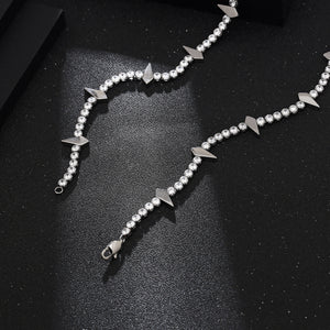 Stainless Steel Full Diamond Splicing Necklace