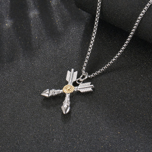 Stainless Steel Indian Style Retro Arrow Sunflower Trend Pendant Necklace