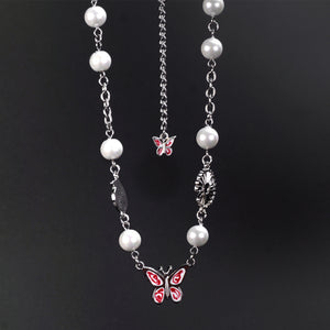 Stainless Steel GD Quan Zhilong Butterfly Pearl Trend Necklace