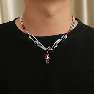 Stainless Steel Red Cross Minimalism Fashion Necklace