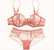 Load image into Gallery viewer, Europe and the United States style ultra-thin women&#39;s underwear without sponge big chest show small transparent bra set fat MM