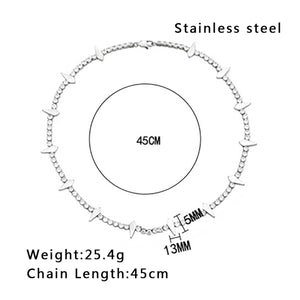 Stainless Steel Full Diamond Splicing Necklace