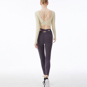TikTok Autumn and winter new fitness yoga wear women quick dry naked high elastic sportswear breathable long sleeve yoga suit