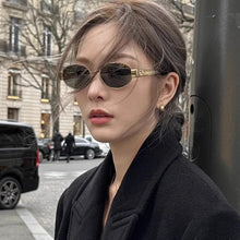 Load image into Gallery viewer, Gold-rimmed sunglasses sunscreen women&#39;s new all face high-grade retro metal oval myopic sun