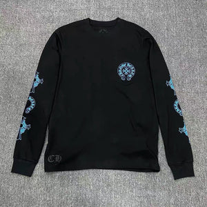 Scroll cross patchwork long sleeve T-shirt base