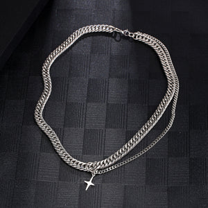 Stainless Steel Cross Minimalism Splicing Fashion Necklace