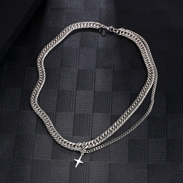 Stainless Steel Cross Minimalism Splicing Fashion Necklace