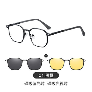 Men's aluminum magnesium sunglasses 3-in-1 polarizing absorption mirror sunglasses can be equipped with myopia frame 7036