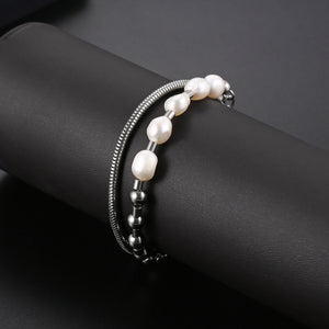 Stainless Steel Irregular Pearls Trend Fashion Bracelet