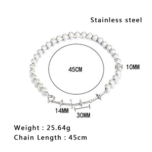 Stainless Steel Diamond Cross Reflective Pearls Splicing Men and Women Delicate Necklace