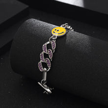 Load image into Gallery viewer, Stainless Steel Hip Hop Smiley Face Patchwork Cuban Diamond Planet Bracelet