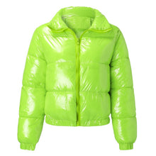 Load image into Gallery viewer, Autumn and winter cotton-padded jacket bright metal short women&#39;s cotton-padded jacket