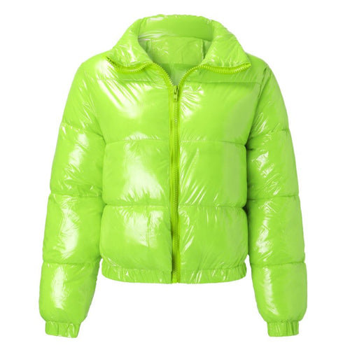 Autumn and winter cotton-padded jacket bright metal short women's cotton-padded jacket