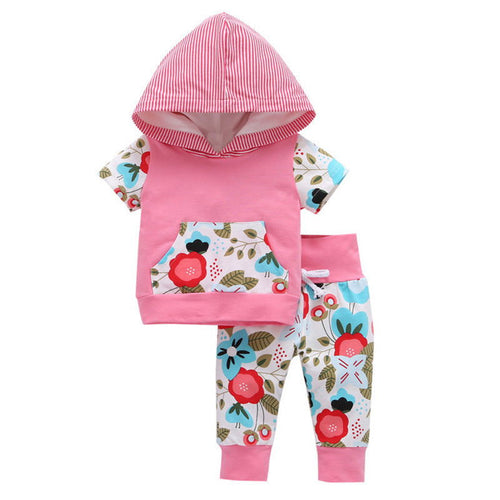 2018 summer new sweatshirt hoodie Korean edition children's flower girl suit children's clothing 2 sets of a generation - Critique Clothing - 