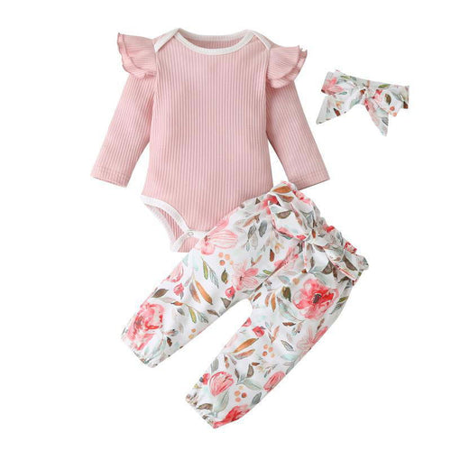 2021 baby girl jumper printed jacket set pit strip European and American fashion two-piece onesie set - Critique Clothing - 