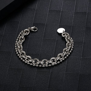 Stainless Steel Double Layer Splicing Bracelet