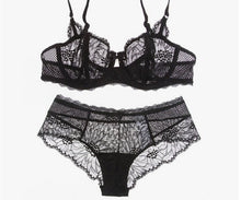 Load image into Gallery viewer, Europe and the United States style ultra-thin women&#39;s underwear without sponge big chest show small transparent bra set fat MM