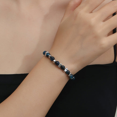 Stainless Steel Blue Natural Stone Bead Splicing Trend Bracelet