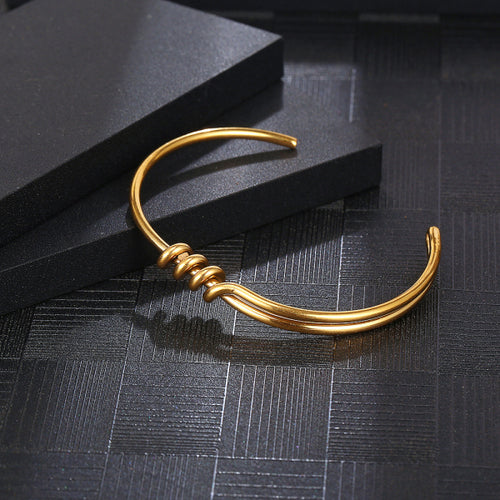 Stainless Steel European and American Fashion Geometric C-shaped Wrapped Knot Bracelet