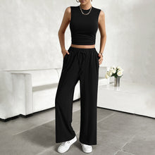 Load image into Gallery viewer, Di Yun women&#39;s spring and summer leisure round neck sleeveless shirt and trousers two-piece set