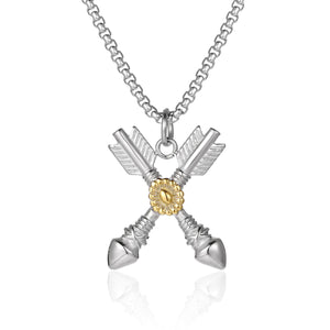 Stainless Steel Indian Style Retro Arrow Sunflower Trend Pendant Necklace