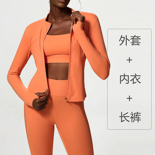 TikTok Classic yoga suit women plus size women's sportswear three-piece nude fitness suit