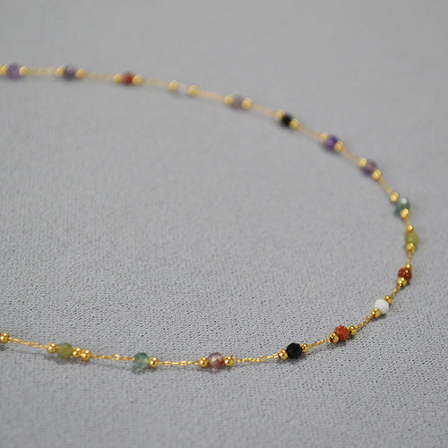 Japanese retro sweet color natural stone delicate simple personality everything temperament short necklace collarbone chain female