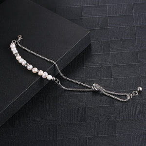 Stainless Steel Irregular Natural Pearl Double Layer Delicate Bracelet
